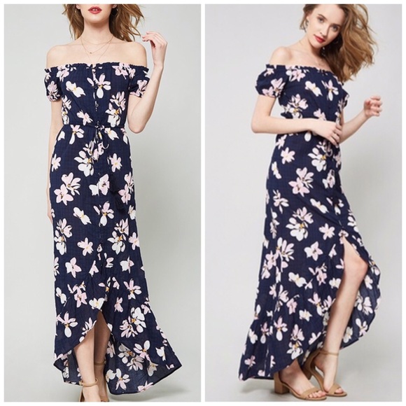 Navy Floral Print Dress - Picture 3 of 6